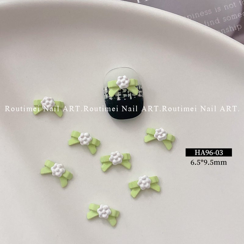 Nail Art Stickers Small Fragrant Style Black And White Plaid Bow Relief Adhesive Nail Decorations Cute Dopamine Simple - Image 1